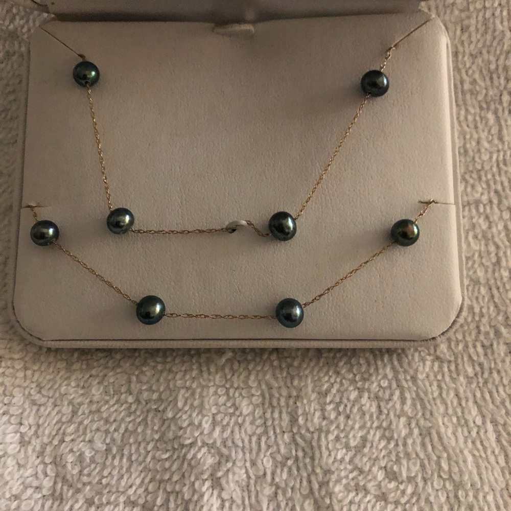 10k Gold Pearl Necklace And Bracelet Set